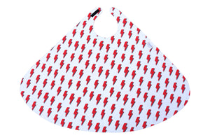 The reverse side of the dragon superhero cape showing a lightning bolt print.